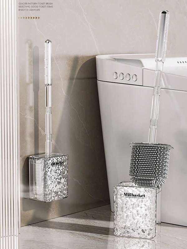1 pièce Brosse de toilette murale, sans besoin de percer des trous, ventouse lavable, sans coins morts, utilisée pour les outils de nettoyage de salle de bain de la maison.