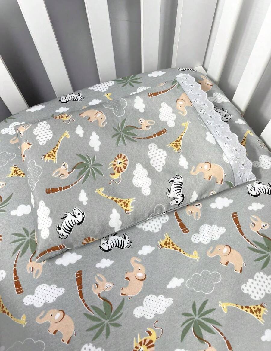 Laura Baby 2-Piece Sheet Set For American Standard Crib Or Mini Crib 100% Cotton - 狩獵灰 - 查看 1