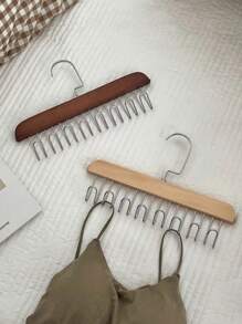 1/2 Pcs Multi-Function Detachable Hanger, Bra Organizer, Heavy Duty Wooden Non-Slip 8 Metal Hooks Closet Storage Rack, Suitable For Camisoles, Swimwear, Bra, Scarf, Tie And Belt, Seamless Drying Rack, Spring, Minimalist, Summer Tops, Pet Summer Clothes Hanger