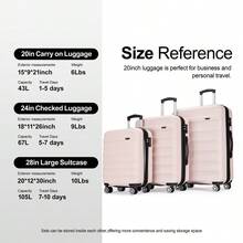 GinzaTravel 28" Checked Luggage,Hard Suitcase With Spinner Wheels, Travel Luggage Set,Light Pink - Multicolor - View 3