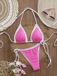 PEPPERMOLLY Women's Sexy & Fashionable 2 Pieces Swimsuit, Blue Bikini Set, Summer Beach