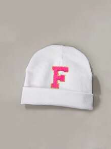 1PC Baby A-Z Letter Hospital Caps Baby Hats Newborn White Beanie Hat Soft Elastic Baby Cap For Girls Boys Infant Bonnet Accessories 0-3Y