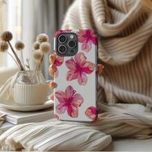 COQUETTE PREPPY HIBISCUS Phone Case, Floral Aesthetic | For Apple 16e Case, Apple 16 15 14 13 12 11 Pro Max Plus Plus Mini, MagSafe Case - 白色 - 查看 4