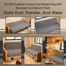RV Couch Covers For Sofa Bed – 2-Piece Backrest And Seat Covers Ideal For Jackknife – Camper Slip Covers For RV Furniture – Super Stretchable Fabric With 1cm Elastic - Drak Gray - Green - View 2