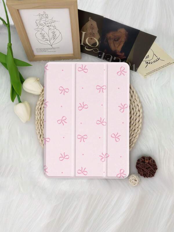 Simple Small Bow Pattern Tablet Protective Case,Compatible With 9.7/10.2/10.5/10.9/12.9/Pro 11, 10th Gen,Compatible With Samsung Galaxy Tab S6 Lite 10.4 Inch,Compatible With Kindle Paperwhite 12th Gen 2024,Kindle (11th Generation) 2022 Release,Kobo Clara Colour,Soft Anti-Fall Protection,Smart Stand/Automatic Wake Up/Sleep