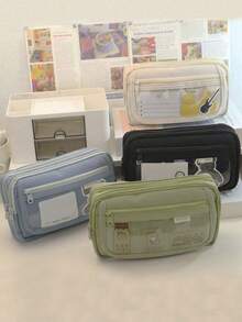 1 Expandable Pencil Case And Compartment, Large-Capacity Pencil Case And Pencil Bag, Essential Gifts For Returning To School,Portable Pencil Case, Large School Stationery Organizer, Transparent Cosmetic Bag, Storage Bag, Suitable For Offices, Youth, Teenagers, Boys, Girls, Portable Gifts, Cosmetic Bags, Storage Bags - Black - View 2