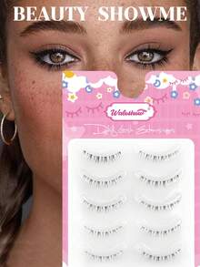 Waloshow Fairy 5对Air Lash新款A型假睫毛透明茎漫画假睫毛（包装随机发货） - 黑色 - 查看 7