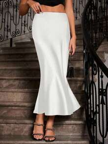 Basic Solid Color Slim Fit Maxi Dress, Casual Street Style, Suitable For Daily Wear, Summer - White - View 3