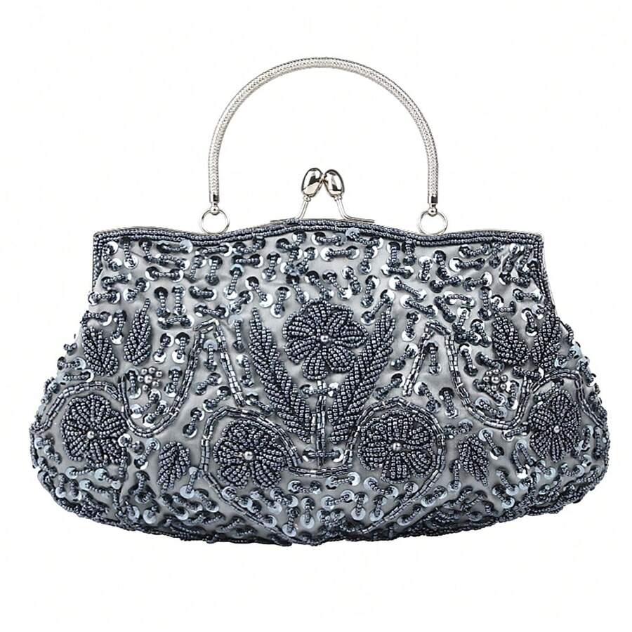 Gtes Women's Handbags, Evening Bags, Beaded Evening Bags Designed For Women, Clutches With Sequin Design, Purses, Wedding Party Clutches For The Wedding Season And Dinner Party Wear - 灰色 - 查看 1