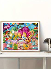 Alice In Wonderland DIY Diamond Painting Kit, Disney Cartoon, Beginner 5D Full Round Diamond Diamond Embroidery Mosaic Handicraft, Comes With A Set Of Tools, Suitable For Home Wall Decoration, Thanksgiving Christmas Gift For Family And Friends