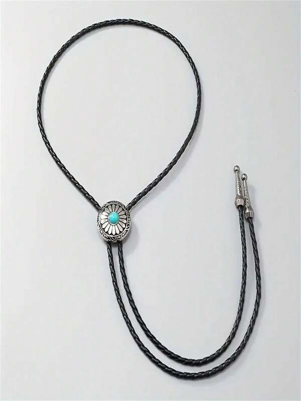 1 pieza Collar con colgante de girasol estilo vintage turquesa para hombres y mujeres