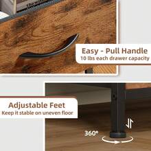 Mesita de noche, cómoda pequeña para el dormitorio con 2 cajones, mesa de noche con cestas de tela para el dormitorio, armario de niños, dormitorio de invitados, de estampado de vetas de madera - Rosa vieja - Ver 10