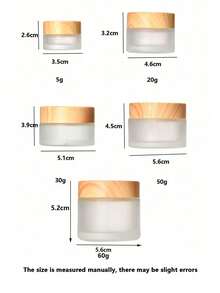 5g/20g/30g/50g Tarro de crema para ojos de vidrio esmerilado, tarro de humectante de vidrio con tapa de grano de madera, envase cosmético, reutilizable, adecuado para la sala de estar, el hogar, el dormitorio, el baño, la decoración del hogar, puede contener crema, crema para ojos, loción, cosméticos, caja de almacenamiento de viaje, tarro de almacenamiento portátil - Multicolor - Ver 9