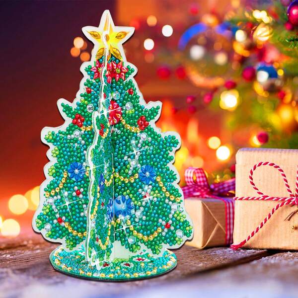 1pc Adult DIY Diamond Painting Craft Kit, Exquisite Christmas Tree Pattern, Suitable For Christmas Desktop Decoration Diamond Painting Craft Gift