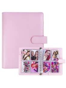 1pc A5 Size Korean Style Loose Leaf Card Holder, 25 Pages, 4 Card Slots, 200 Card Slots, PU Leather Cover, Convenient For Card Organization - Multicolor - View 10