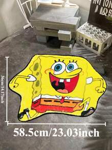 Cute Spongebob Squarepants Decor Rug,Soft & Washable Cartoon Floor Mat For Bedroom/Entrance,Kindly Note: Due To Artificial Production Manufacturing,Slight Differences In Size/Shade/Print Occur
