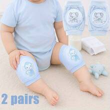 Two Pairs Of Cartoon Monkey/Elephant Baby Knee Pads, Mesh Breathable Baby Crawling Knee Pads, Mesh Knee Pads For Infants And Young Children To Learn To Walk And Crawl - Multicolor - View 4