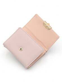 1pc Pink Trifold Fashionable Printed Compact Wallet For Women Wallet Mini Wallet Purse Wallet Small Wallet Cute Wallet Wallet - Pink - View 5