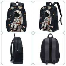 3 PIEZAS Mochila Escolar de 16.5 Pulgadas con Bolso de Mano y Estuche para Lápices para Primaria, Escuela Primaria y Secundaria - Astronauta negro - Ver 4