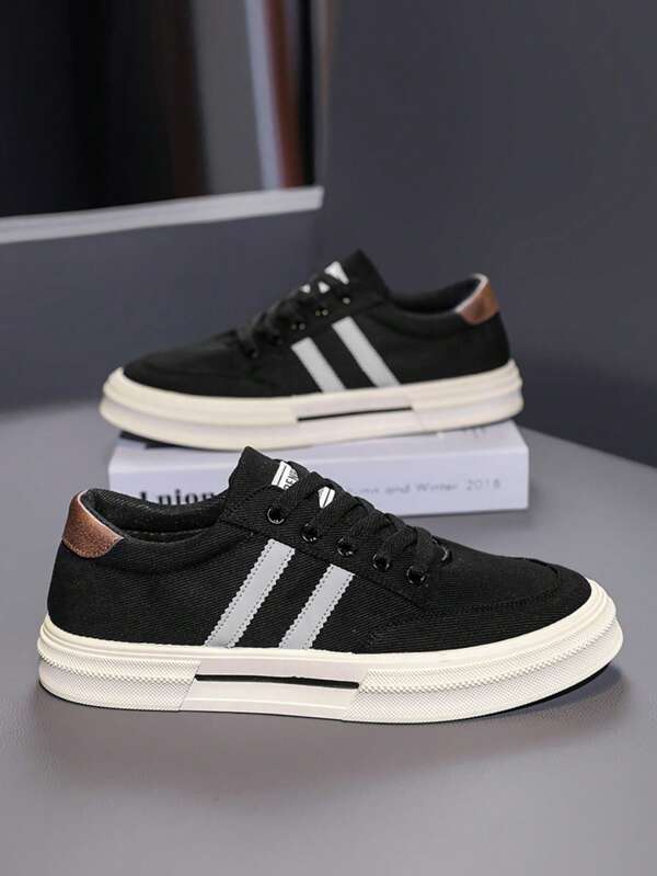 Men's Skateboarding Shoes, New Fashion Sneakers, Thick Sole Heightening, Anti-Skid, Anti-Odor, Lightweight, Round Toe Lace-Up, Suitable For Four Seasons, Student, Campus, Versatile, Outdoor, Commuting, Travel, Casual, Personalized, Stylish, Comfortable Skate Shoes