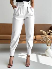 Sily Moda Women's Tailored Trousers Tapered Tailored With Crease - trắng - Xem 2