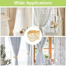 2pcs Metallic Hollow Leaf Window Curtain Tie Backs - 6.5cm/2.55inch Diameter, No Drilling Design, Easy To Hang - Durable Polyester Fiber Home Decor For Living Room, Bedroom, Office, Modern Minimalist Style, Decorative Design, Cute - Multicolor - View 3