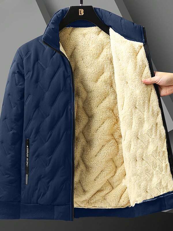 (Otoño/Invierno) Chaqueta cálida de cuello alto para hombre para uso al aire libre, chaqueta deportiva de moda ultrasónica y cálida para viajes, chaqueta con capucha cortavientos forrada de forro polar para correr, hacer ejercicio, deportes, acampada, el mejor regalo para el novio en otoño/invierno