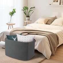 Extra Large Rope Basket, 23.6" X 17" X 12" Rectangle Wicker Baby Laundry Basket, Kids Toy Storage Baskets, Woven Basket For Blankets Clothes Pillows, Laundry Room Organization, Dark Grey - 酒紅色 - 查看 10