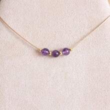 1pc Personalized Amethyst Necklace Natural Crystal Jewelry Relieves Stress And Stabilizes Emotions Personalized Gift Gemstone Necklace - Purple - View 2