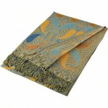 Paisley Pashmina Scarf For Women PASKMLNA - A18-18 Orange-blue - View 5