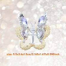 3pcs Sparkling Acrylic Butterfly Charms With Crystal Rhinestones & Flexible Wings - Perfect For DIY Jewelry, Phone Pendants & Crafts, For Return School