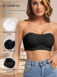 3Pcs Strapless Front Clasp Push Up Bra, Wireles Bra -Everyday Bra - Multicolor - View 4