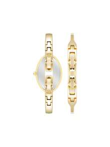 Anne Klein Goldfarbenes Quarz-Armreif- und Armband-Set für Damen mit Diamant-Goldgehäuse, elegantes Damen-Uhrenset