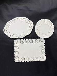 150pcs Lace Pattern Oil Blotting Paper Sheets, Suitable For Fried Snacks, Cakes, Baking, Available In Square, Oval And Round Shapes - Multicolor - View 9
