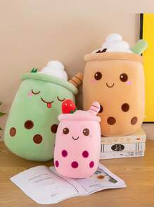 Adorable peluche de 60 cm de taza de boba (té con leche de burbujas) - Muñeco de peluche en forma de taza de té rellena, diseño de dibujos animados con caras sonrientes, suave y acogedor para niños, regalo perfecto para el Día de San Valentín, Pascua, Halloween, Navidad, decoración para la hora del té