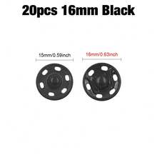 50-6件/100-12件 8-25毫米黑色/银色金属按扣，缝纫服装、包袋、钱包配件 - 黑色 - 查看 11