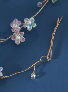 1 Stück Blumen-, Blatt- und Reben-Design Braut Haarband 42,5 Zoll, Braut Haarzubehör geeignet für Hochzeit, Party, Geburtstag