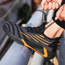 Protective Work Shoes: Steel Toe, Cut Resistant, Soft Rubber Sole, Black Upper With Orange Accent, Breathable Sports Safety Shoes - Black - View 5