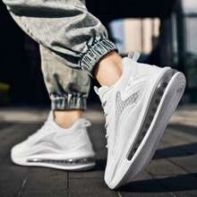 Zapatillas de tenis para hombre, deportivas informales de suela gruesa, ligeras, antideslizantes y a prueba de golpes. - Blanco - Ver 5