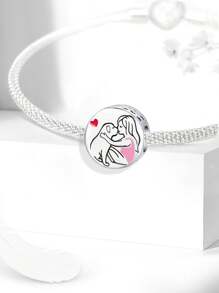1 pièce Pendentif à perles à la mode d'une fille et d'un chien, adapté pour les bracelets et bracelets de femmes, DIY création de bijoux et assortiment de tenues quotidiennes, décoration de bijoux pour filles