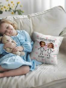 1 Piece, Double-Sided Printed, Personalized Custom Portrait And Name Pillowcase, A Commemorative Gift For Best Friends, A Family Pillowcase, A Children's Pillowcase, A Best Friend's Pillowcase, A Couple's Pillowcase, A Gift For Dad Or Mom, Baby/Couple/Family Photos, Double-Sided Printed, No Filling. - Multicolor - View 3