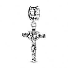 1 Pc 925 Sterling Silver Jesus & Fish Charm Pendant - Holy Light Religious Jewelry For Women, Cross Symbol Blessing Gift (Baptism/First Communion/Christmas)