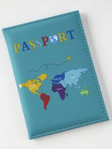 1pc Earth Printed PU Leather Passport Holder, Suitable For Travel, Back To School Seasontravel Essential Holiday Vacation Passport Cover