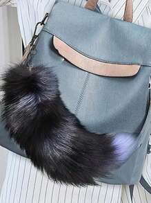 1 件可爱仿真狐尾钥匙扣吊坠钥匙链包包饰品钥匙扣钥匙圈尾巴链钥匙扣钥匙圈礼物感恩节情人节节日礼物（颜色随机）冬季包包钥匙扣 - 彩色 - 查看 3