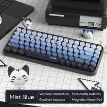 ATTACK SHARK FELICON 308i Wireless Bluetooth Keyboard, Retro Typewriter Design With Gradient Colorful Round Keycaps And Cute Magnetic Cat Doll, 84 Keys, Multi Device Keyboard For IPad/Laptop/PC/Win - Multicolor - View 5