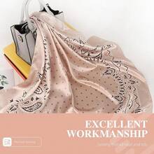 35 Inches Silk Head Scarf-Satin Hair Scarves Silk Bandana Scarf Headscarf For Women's Fashion Scarveshalloween - 粉紅圓點腰果 - 查看 4