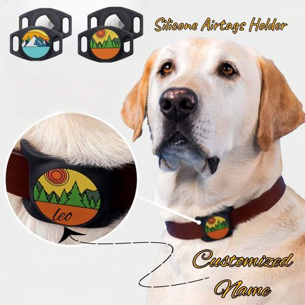 Custodia in silicone personalizzata per tracker per animali domestici - Portamedaglietta silenziosa personalizzata anti-smarrimento con slot per il nome (adatta per quasi tutti i smart tag)