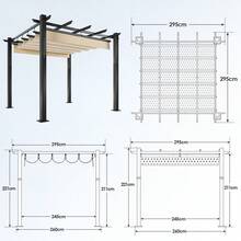 Gunji 3x3/3x4m Gazebo, Stable, Cold-Resistant, With Magnetic Fastening, Pergola With Adjustable Shade Area, Aluminum Frame, For Garden And Patio Roofing, Beige/Grey - Màu be - Xem 7