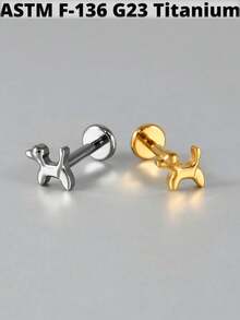 1PC G23 Titanium Cat/Dog/Rabbit Lip Studs Internal Thread Cz Flower Ear Helix Tragus Cartilage Helix Earrings Body Piercing Jewelry - As Shown - View 6