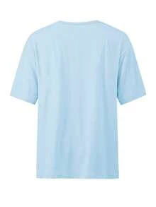 Camiseta personalizada con foto, agrega tu foto y texto favoritos (foto de novia/pareja/familia/selfie/mascota/amigo) - Celeste - Ver 5